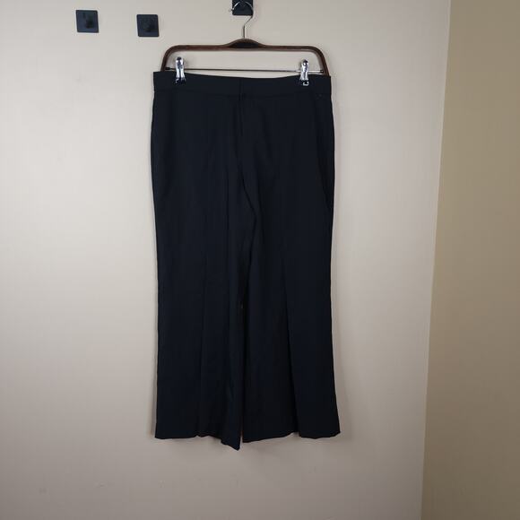 ecru Split Hem Wide Flare Leg Cropped Palazzo Pants in Black Size 4 - Picture 1 of 11